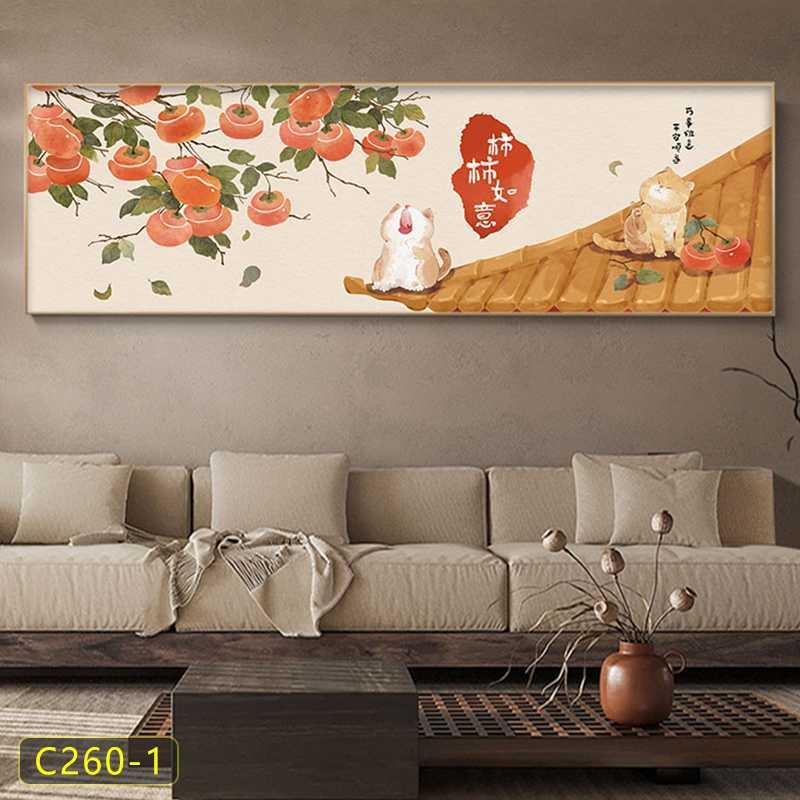 柿柿如意饰画墙头403装画客厅简卧室装饰画新中式装饰餐厅墙约画