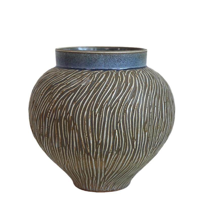 PCO手工雕装刻纹复古瓷台面花瓶侘禅意寂陶风陶罐摆件干花插花粗,橡塑材料及制品,工业陶瓷,淘宝优惠券,粉丝福利购,淘宝优惠卷