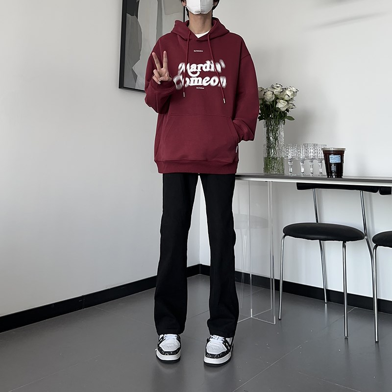 现货浅蓝色弹力牛仔裤男款美式高街vibe裤子加长高个子窄版微喇裤