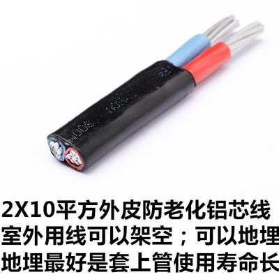 现货农网改造户外防老化电线2.5/4/6/10/16平方双芯铝线2芯电缆护