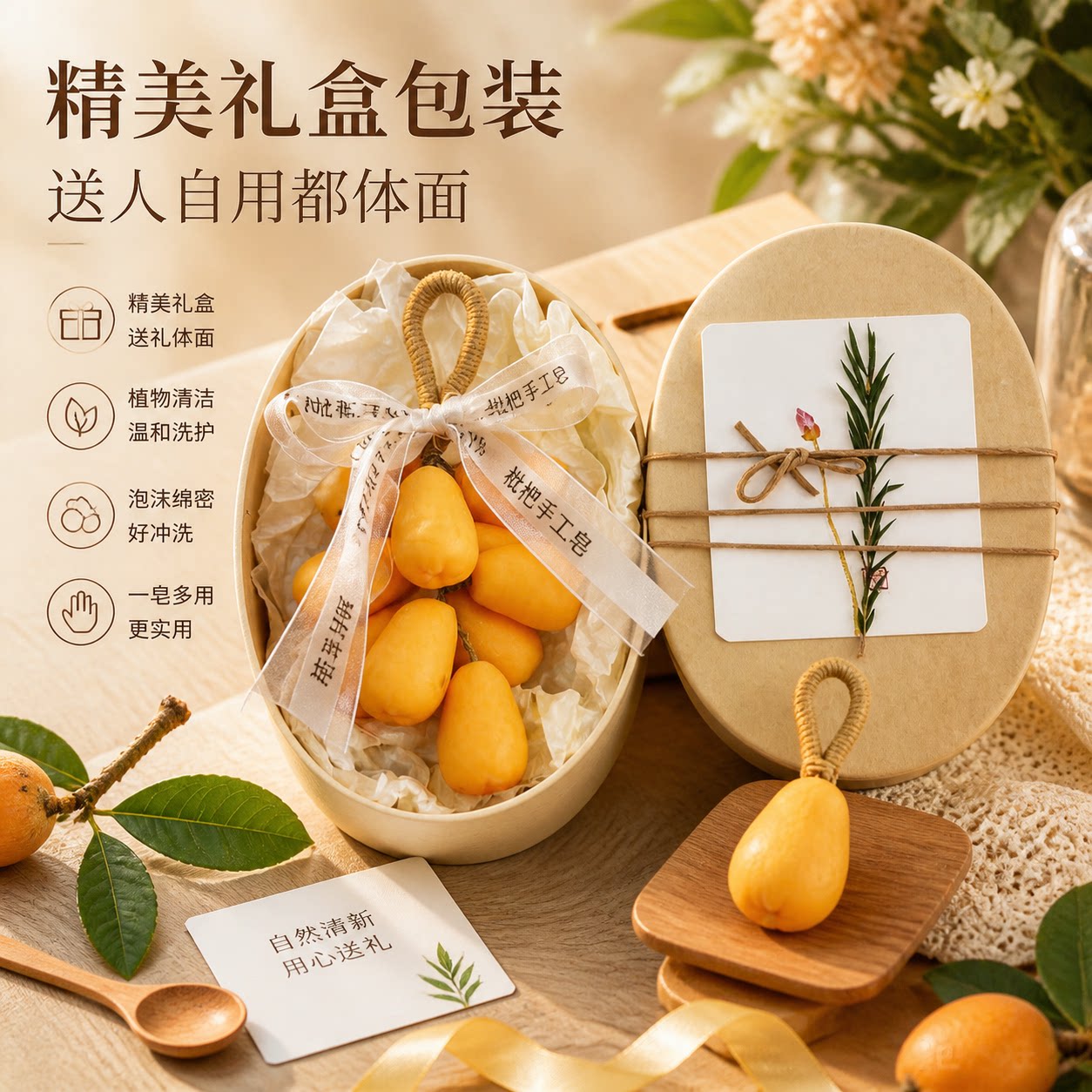 枇杷手工皂温和清洁礼盒装送礼图片