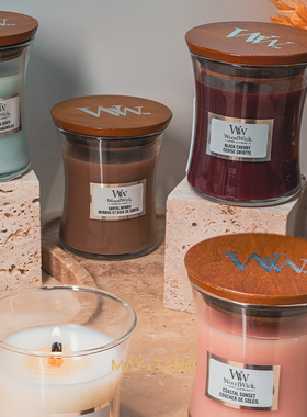 WoodWick白噪音香薰蜡烛85g美国进口木芯黑樱桃明星同款伴手礼