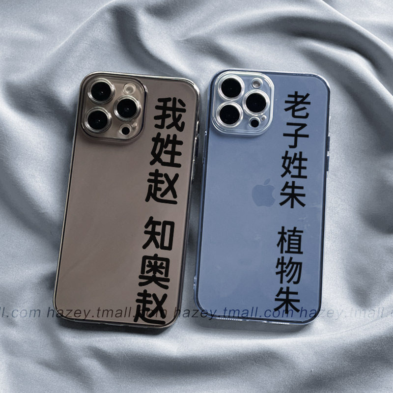 hazey趣味搞怪姓氏朱赵李适用iPhone14promax手机壳苹果13个性12mini/11创意7plus/8文字xr6s简约xsmax透明se