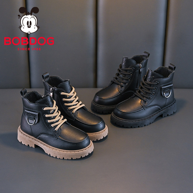 巴布豆儿童加绒马丁靴女童男童靴子女孩鞋子冬季短靴2025年巨好看