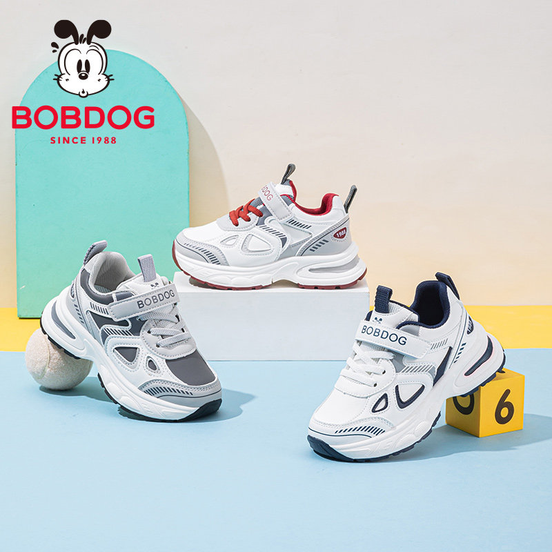 巴布豆儿童皮面防水运动鞋男童女童2026年新款春季春天秋冬季鞋子