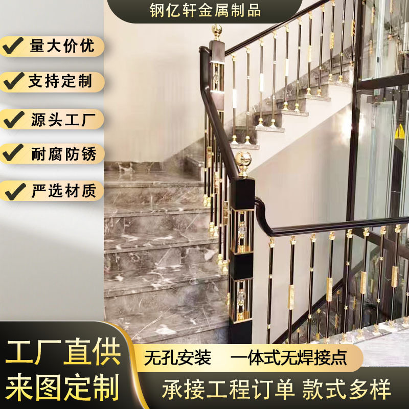 现代简约铝合金起步柱欧式楼梯扶手起步大柱阳台围栏立柱厂家直发