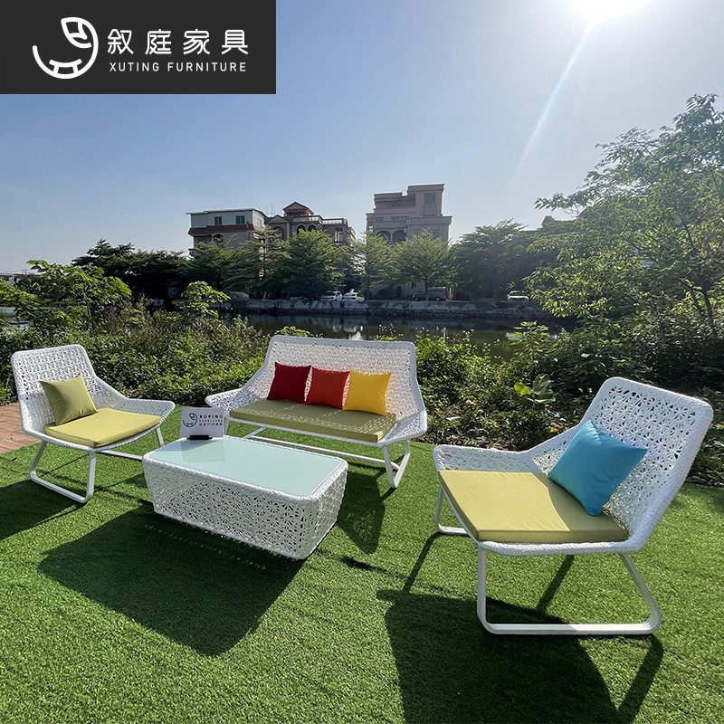 阳台小沙发茶几三件套藤沙发客厅桌椅藤编家具露台户外休闲椅组合