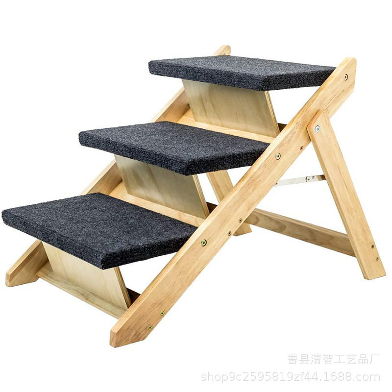 木制宠物楼梯宠物台阶可折叠狗楼梯和坡道适合床和汽车狗爬梯