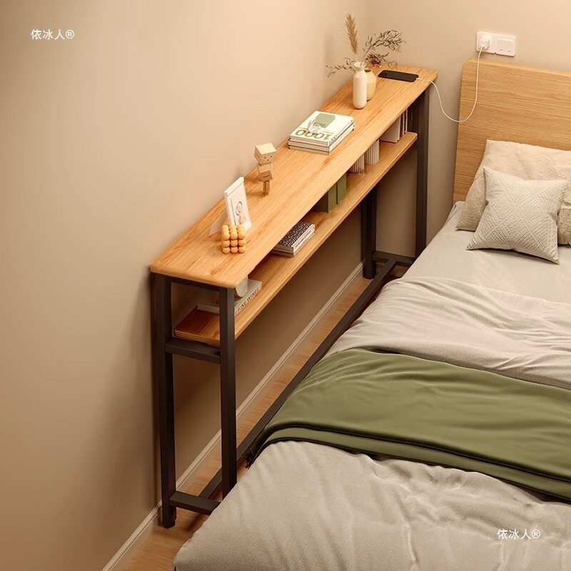 墙边小窄桌床尾桌置物柜收纳柜沙发背后置物架床边窄夹缝长条桌子