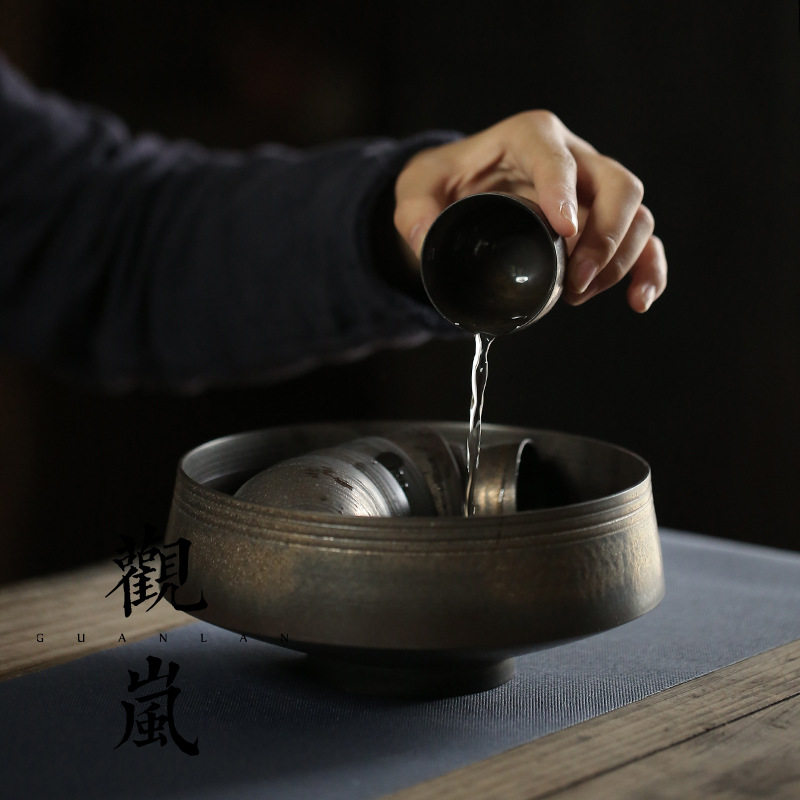 超大号手工茶洗铁釉杯洗水洗茶具茶杯收纳碗陶瓷建水茶道配件笔洗