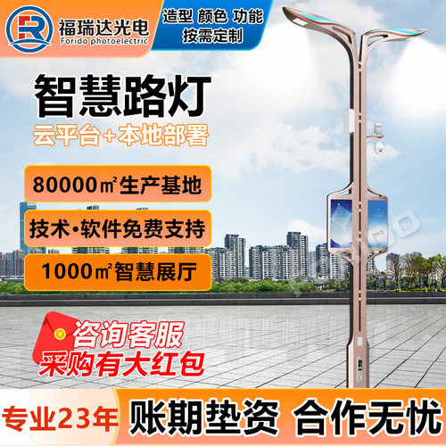一体化智慧路灯城市多功能智慧灯杆监控照明气象监测智能充电桩