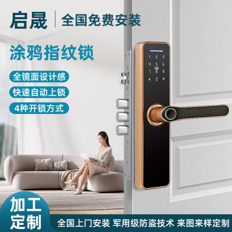 加工订置家用酒店智能锁4合一电子密码锁公寓室内指纹锁防盗门锁