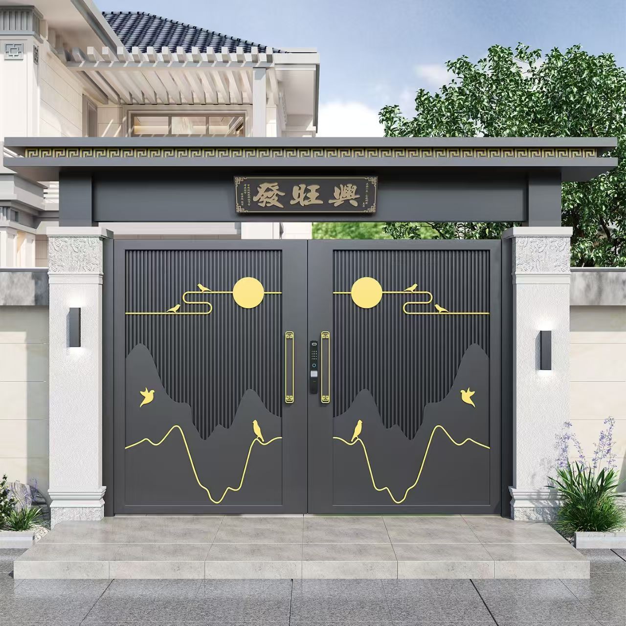 铝合金大门农村自建房院子门庭院大门户外庭院门别墅大门双开单门