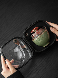 便携包快客杯旅行茶具套装陶瓷茶杯户外装备郎红一壶两杯喝茶