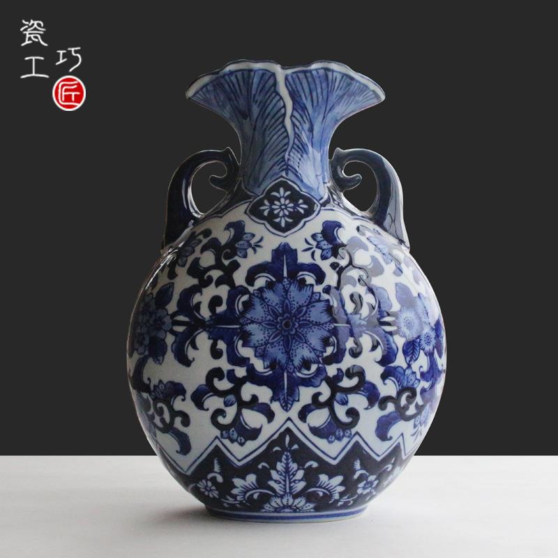 陶瓷摆件家居客厅仿古青花瓷工艺品摆设中式插花装饰大花瓶