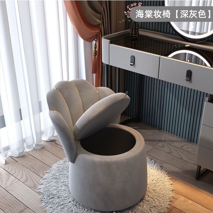2025新款化妆椅轻奢家用卧室靠背椅 收纳储物凳梳妆凳 化妆凳滑轮