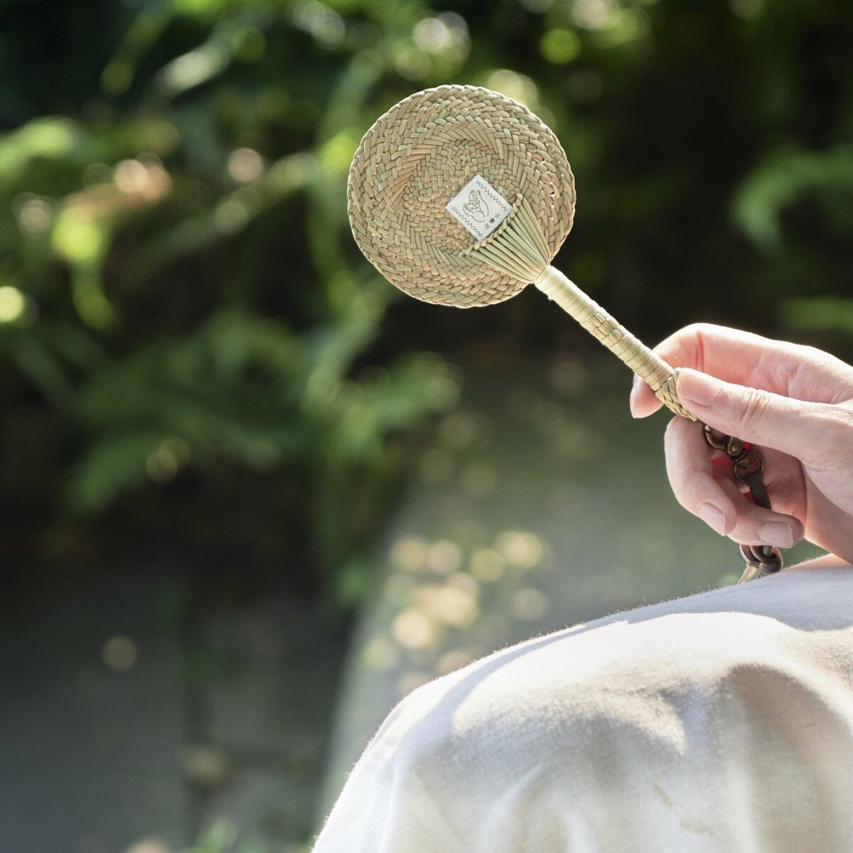 联邦走马非遗草编蒲扇岭根灯芯草迷你小扇子挂脖绳手工编织端午礼