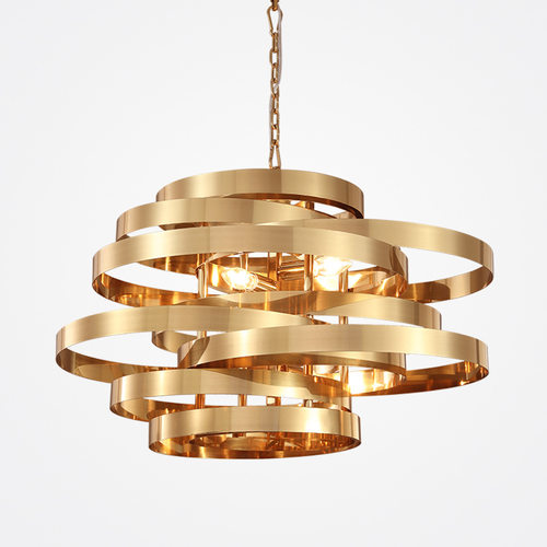 轻奢后现代不锈钢圆圈餐厅led客厅卧室样板房龙卷风loft餐厅吊灯