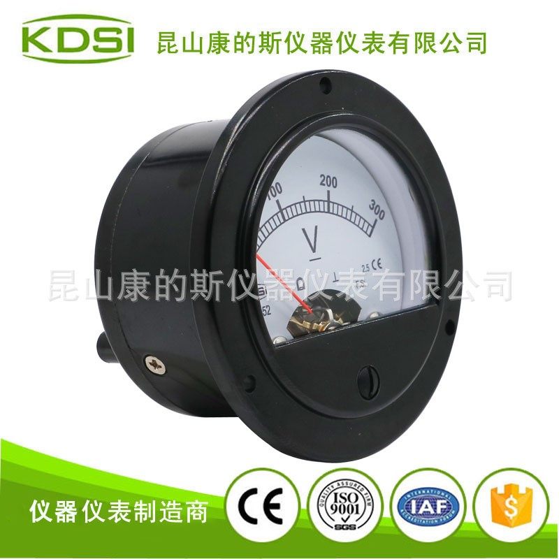 KDSI工厂供应 指针式直流伏特表BO-52 DC300V圆形车载用电压表