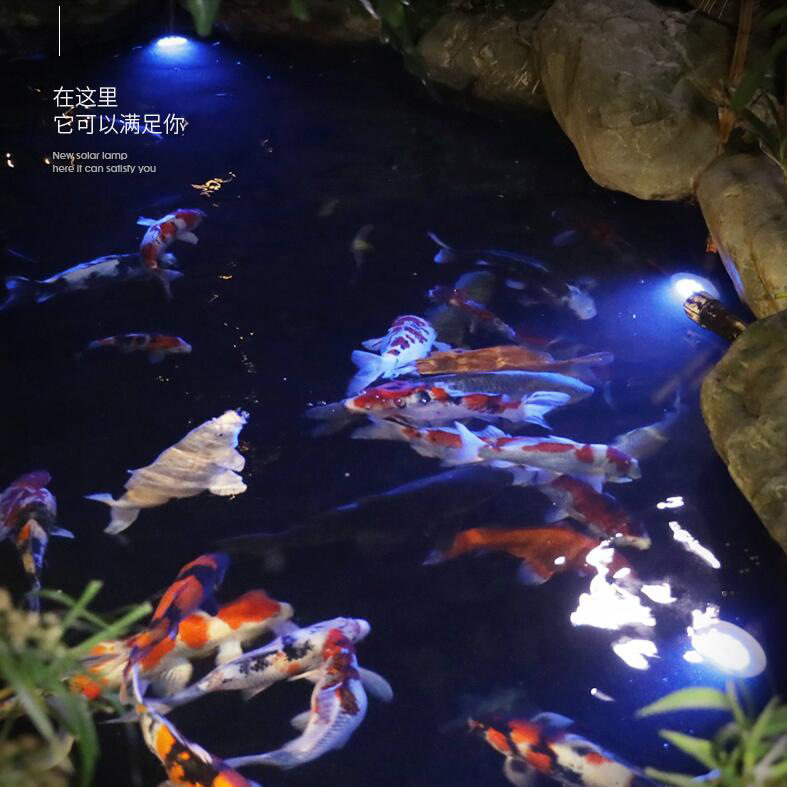 太阳能水底灯户外花园七彩鱼池水池灯防水下泳池鱼缸灯别墅庭院灯