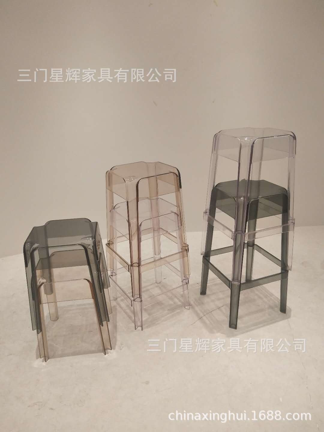 北欧透明椅子吧凳水晶高脚方凳时尚凳子现代简约亚克力塑料吧台椅