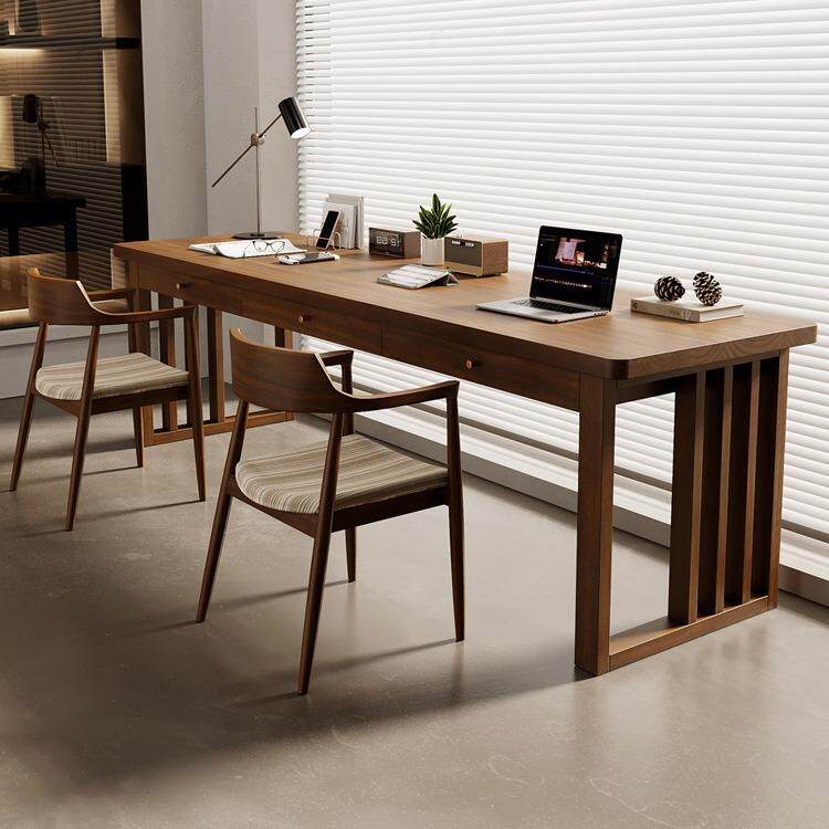 简约客厅大长书桌书房书法桌家用实木办公桌工作台带抽屉长条桌