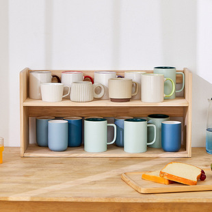 ?批发实木杯子收纳架桌面置物架马克杯咖啡杯架子家用木质玻璃