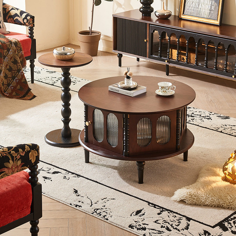 严选法式复古实木茶几客厅多功能小户型储物圆几边几组合小茶桌,电子元器件市场,电线扎带/束线带,淘宝优惠券,粉丝福利购,淘宝优惠卷