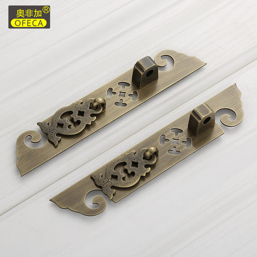 中式家具明清仿古回纹铜把手橱柜柜门单孔条形柜门衣柜复古拉手
