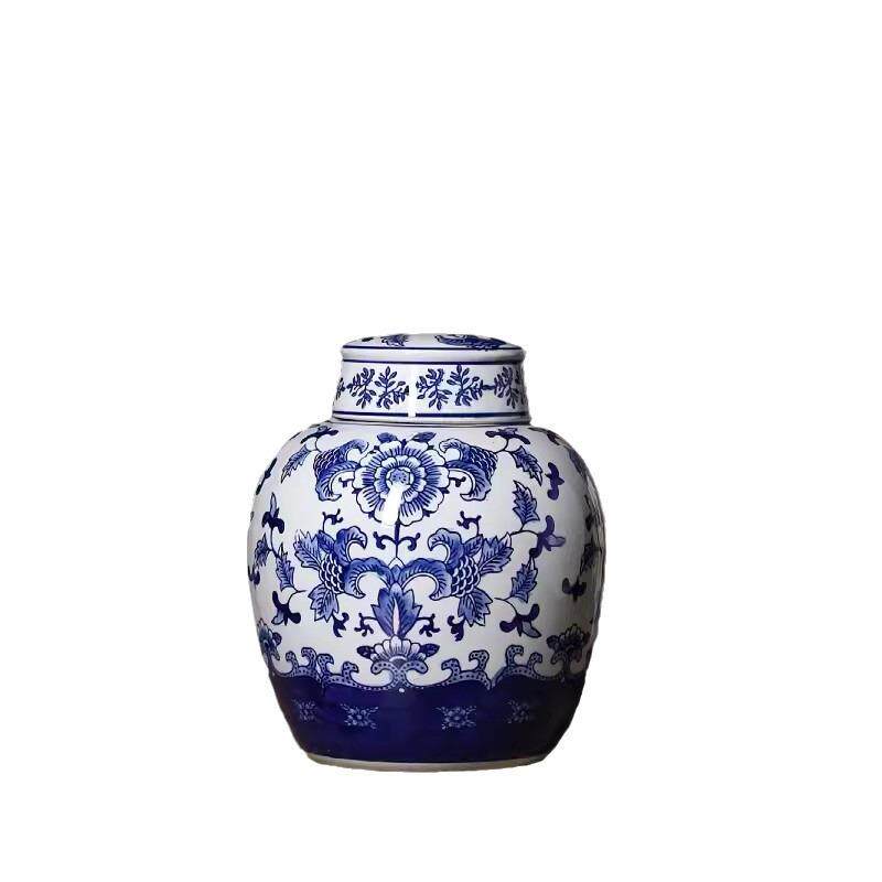 新中式储物罐青花瓷陶瓷花瓶摆件家用客厅插玄关装饰品