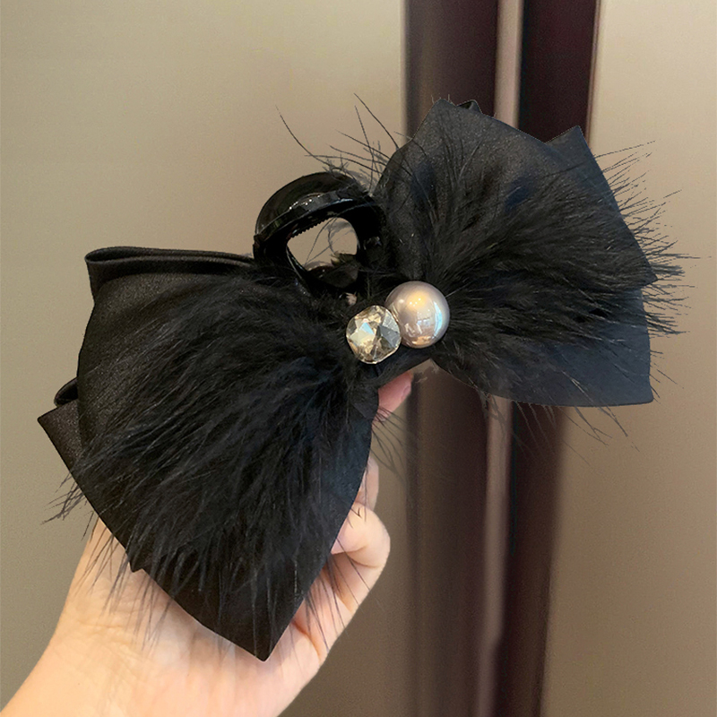 氛围感黑色羽毛抓夹女发量多发抓