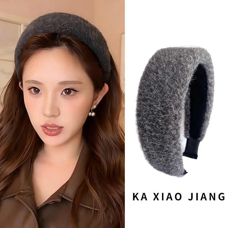 秋冬软毛绒加厚宽边发箍大号发卡
