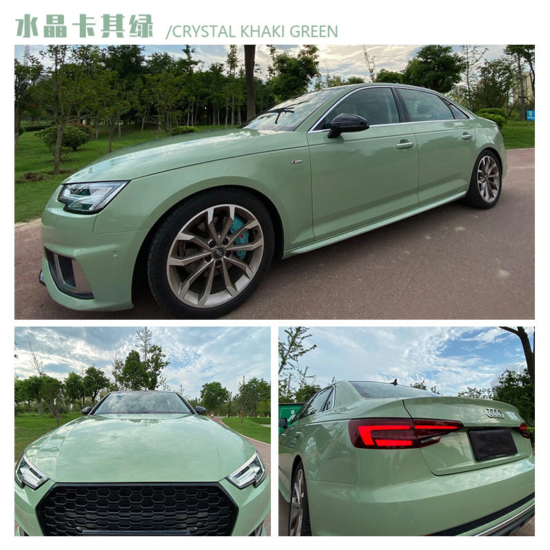 水晶超亮卡其绿汽车改色贴膜批发整车改装全车身漆面变色膜原厂价