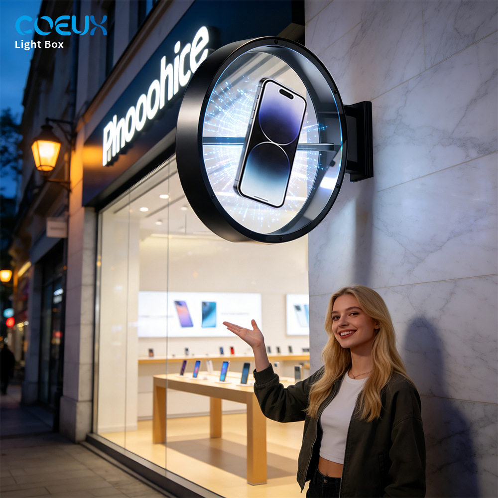 全息灯箱户外咖啡店门头广告牌超薄侧面挂墙式防水裸眼3D网红打卡