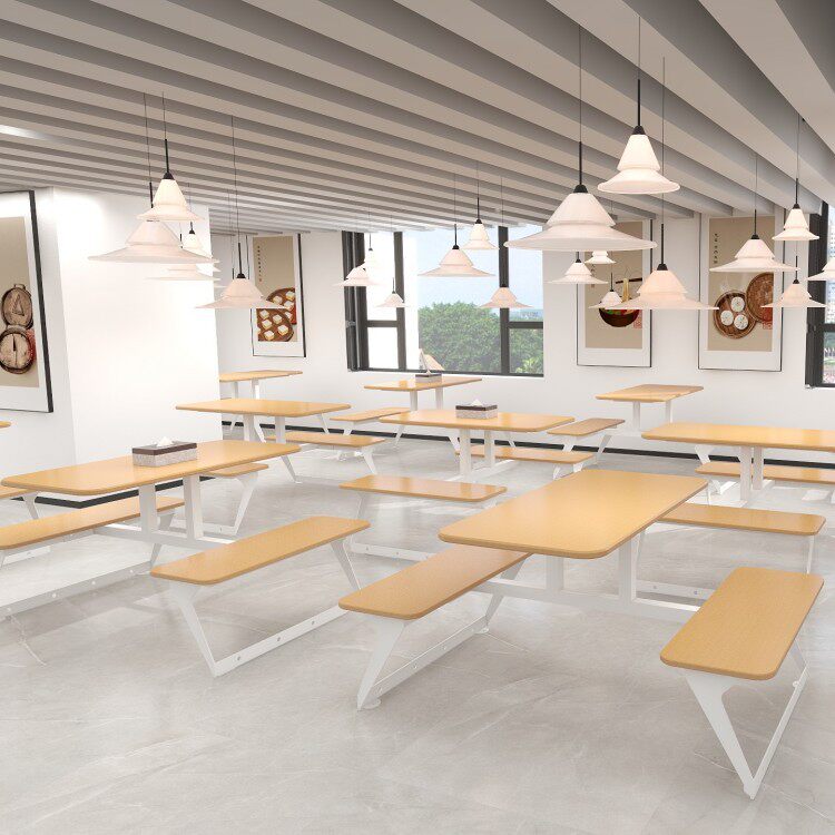 食堂餐桌饭堂单位公司餐饮商用连体快餐店职员工人学校食堂餐桌椅