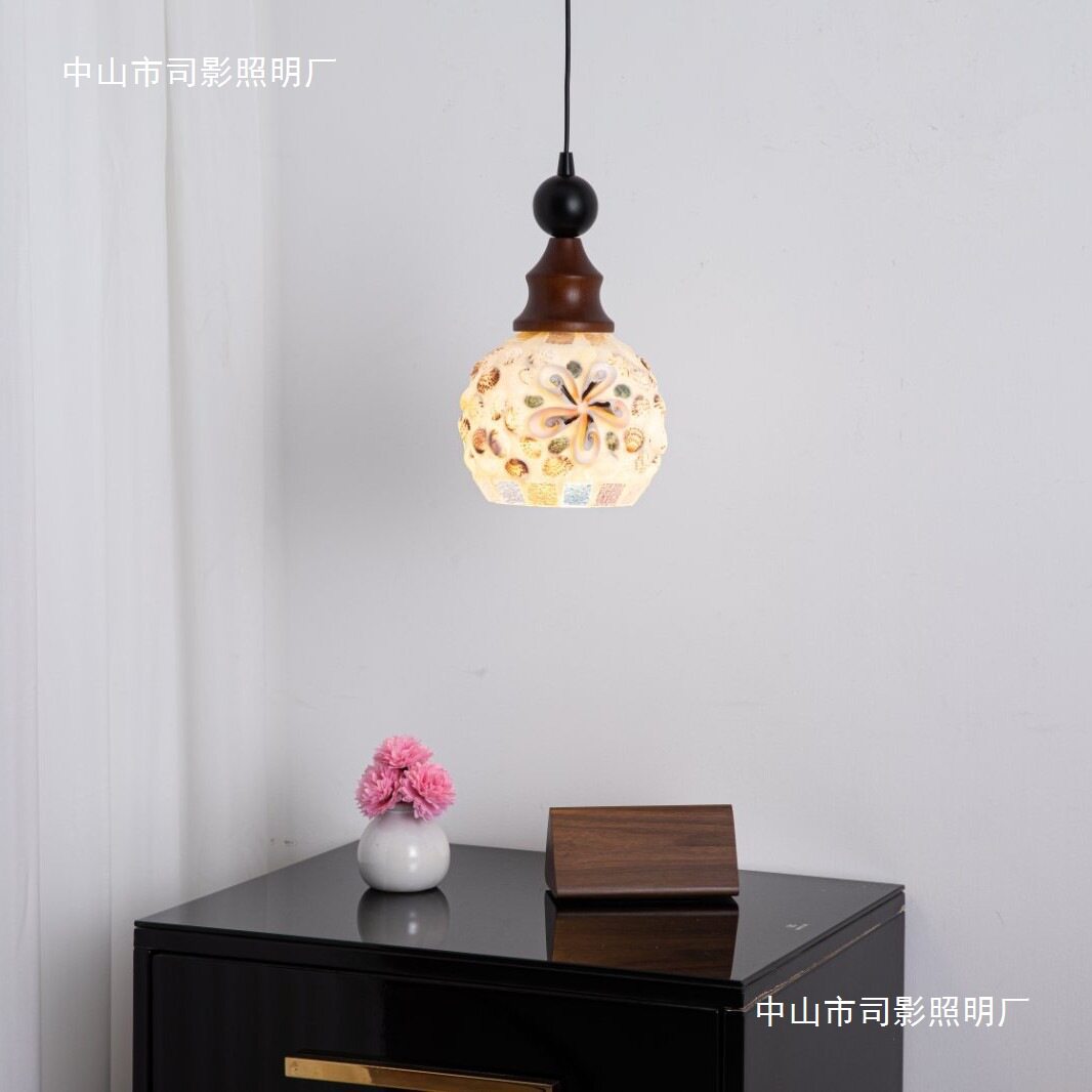 法式贝壳卧室床头小吊灯儿童房美式复古中古风氛围高级感轻奢玄关