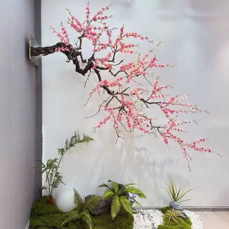 仿真桃花树假树桃花树室内装饰酒店造景落地摆件仿生植物景观