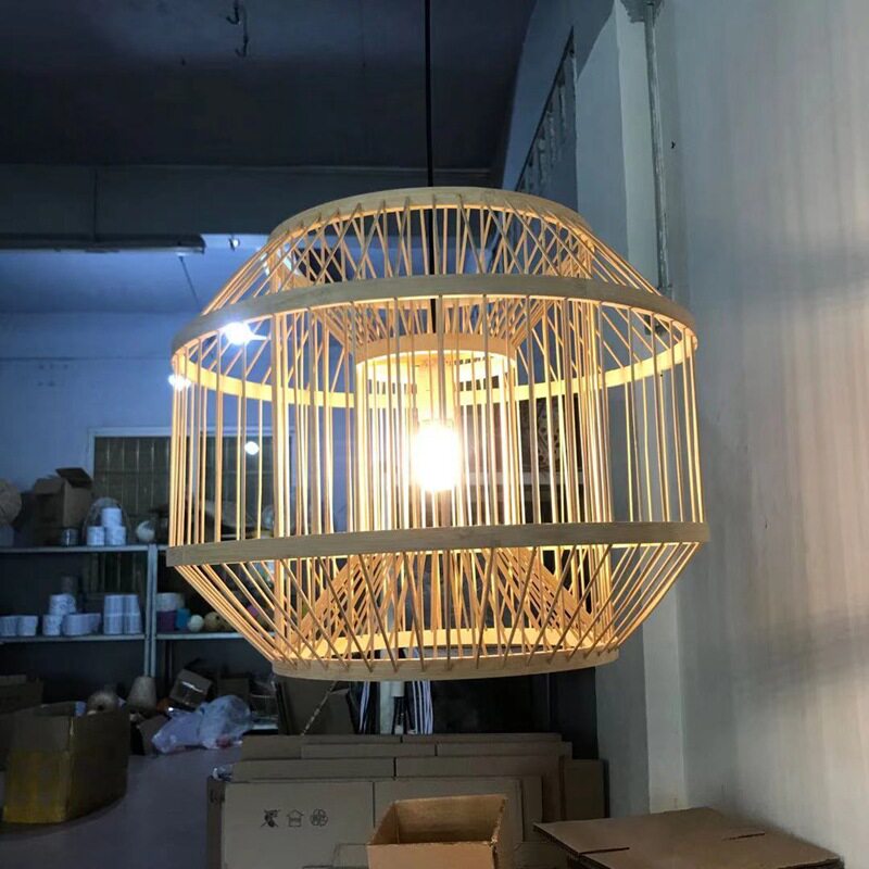 中式简约竹艺竹编吊灯田园餐厅新中式田园火锅店竹签吊灯