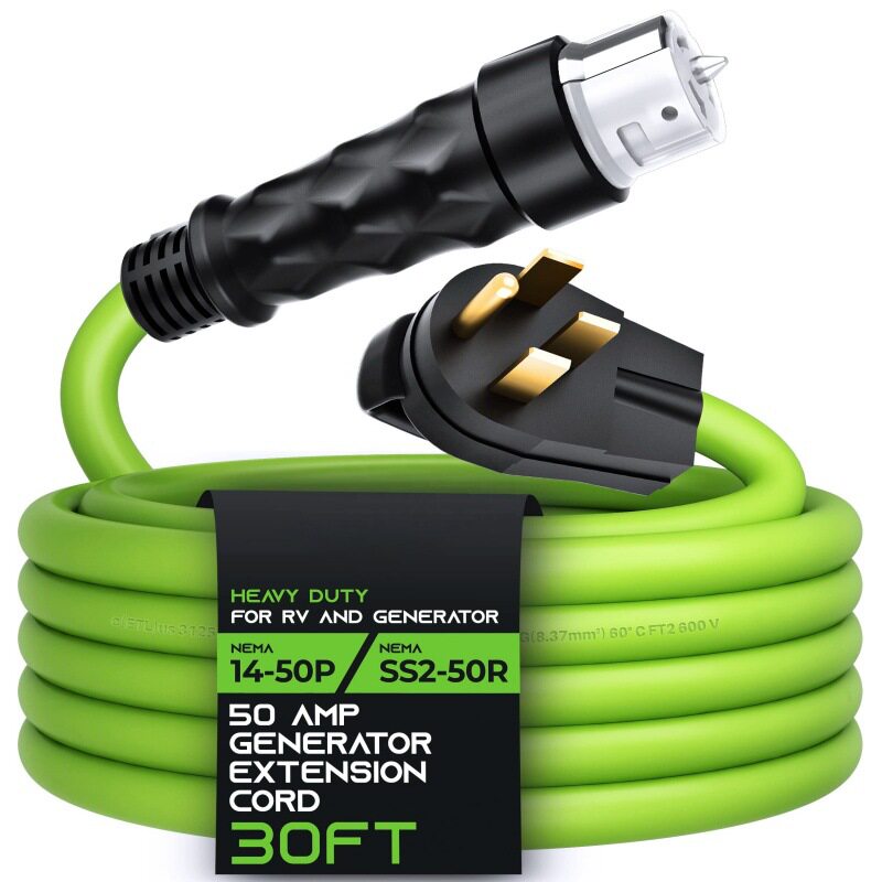 NEMA 14-50p至SS2-50R扭锁连接器30英尺125/250V 50安培发电机延