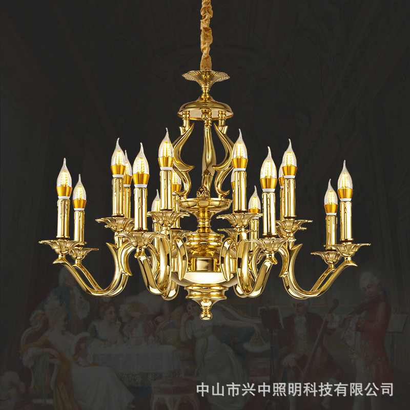 法式吊灯餐厅客厅灯欧式奢华大气复古铜灯别墅卧室灯书房全铜吊灯