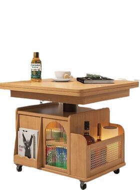 色升移降茶桌几可折31628叠餐桌动推车茶白茶台两用客厅沙发边柜