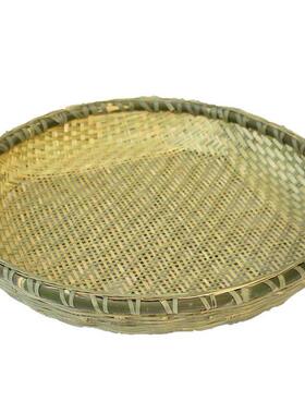 竹制家用F87SJHT7圆簸箕有无孔竹筛子手工竹编制品晾竹品匾孔干货