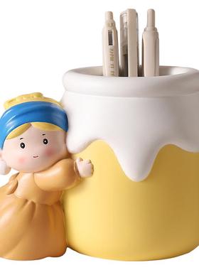 YF084-38创意新款珍n珠s孩笔筒桌面装饰品树脂女摆件笔筒i高颜值