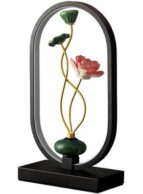 新中式意14751台控灯卧室床头灯摆禅意件结婚少女荷花创礼品家居