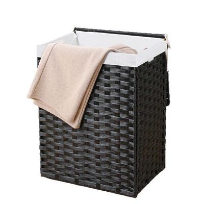 藤叠脏衣仿筐卧洗衣房洗衣室篮编织带盖脏衣篓双人折10054分格