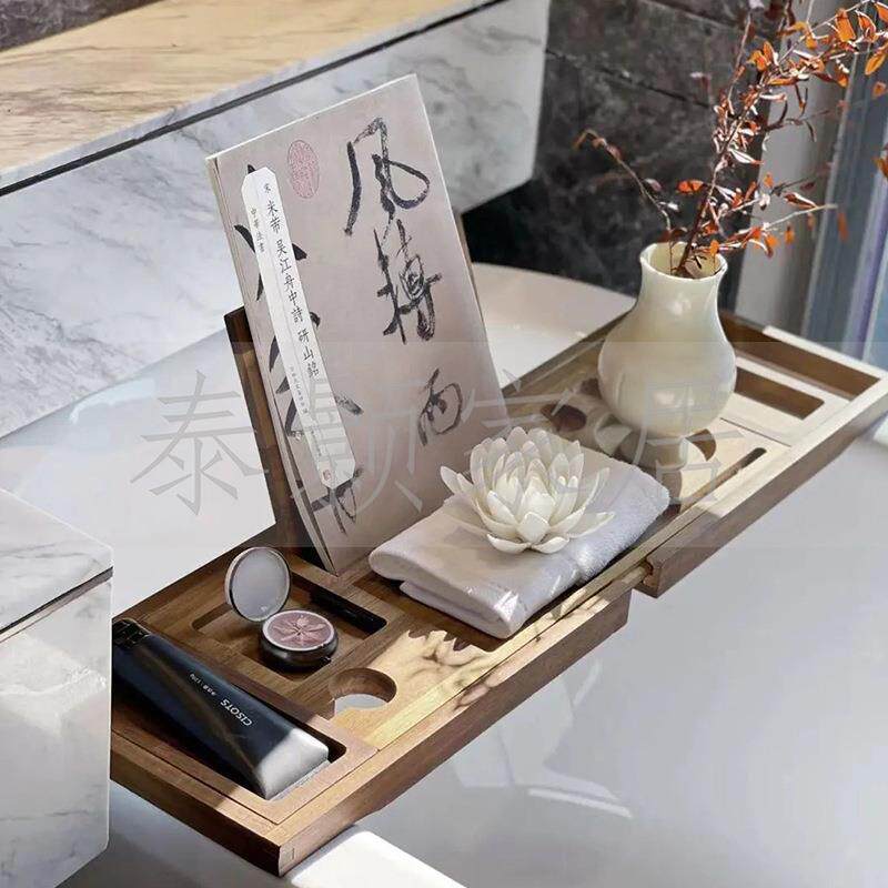 样板间卫生间网红浴缸架摆件浴室柜洗手盆软装饰品木制收纳置物架