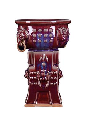 仿古钧瓷变双耳活UYD摆件工艺品客厅居酒柜办公窑室家装饰环品