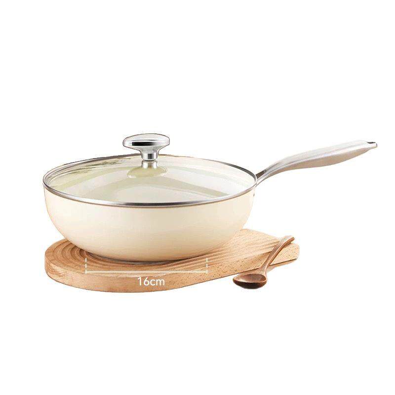 陶瓷无品牌/不粘锅炒锅锅家用无涂层燃白锅平底锅炒菜气电磁小炉