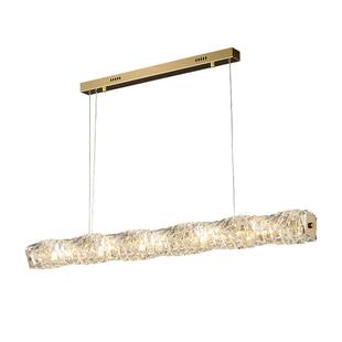 轻奢水晶餐厅吊灯后现简约饭厅餐桌一字意长条式设代计吧台灯师具