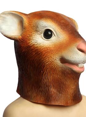 松面具搞笑鼠动物松鼠KOD头套万圣节乳面具化色妆舞胶会角扮演道